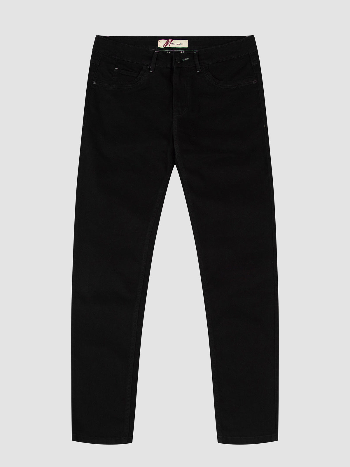 Tapered Fit Mid Stretch Brushed Denim Hawker Black Jeans