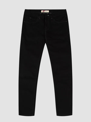 Tapered Fit Mid Stretch Brushed Denim Hawker Black Jeans