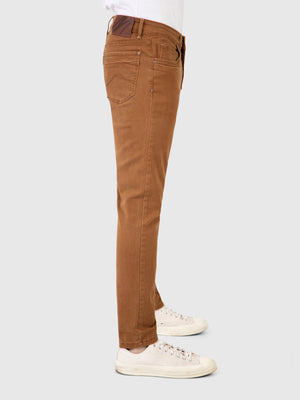 Tapered Fit Mid Stretch Hawker Tan Denim Jeans