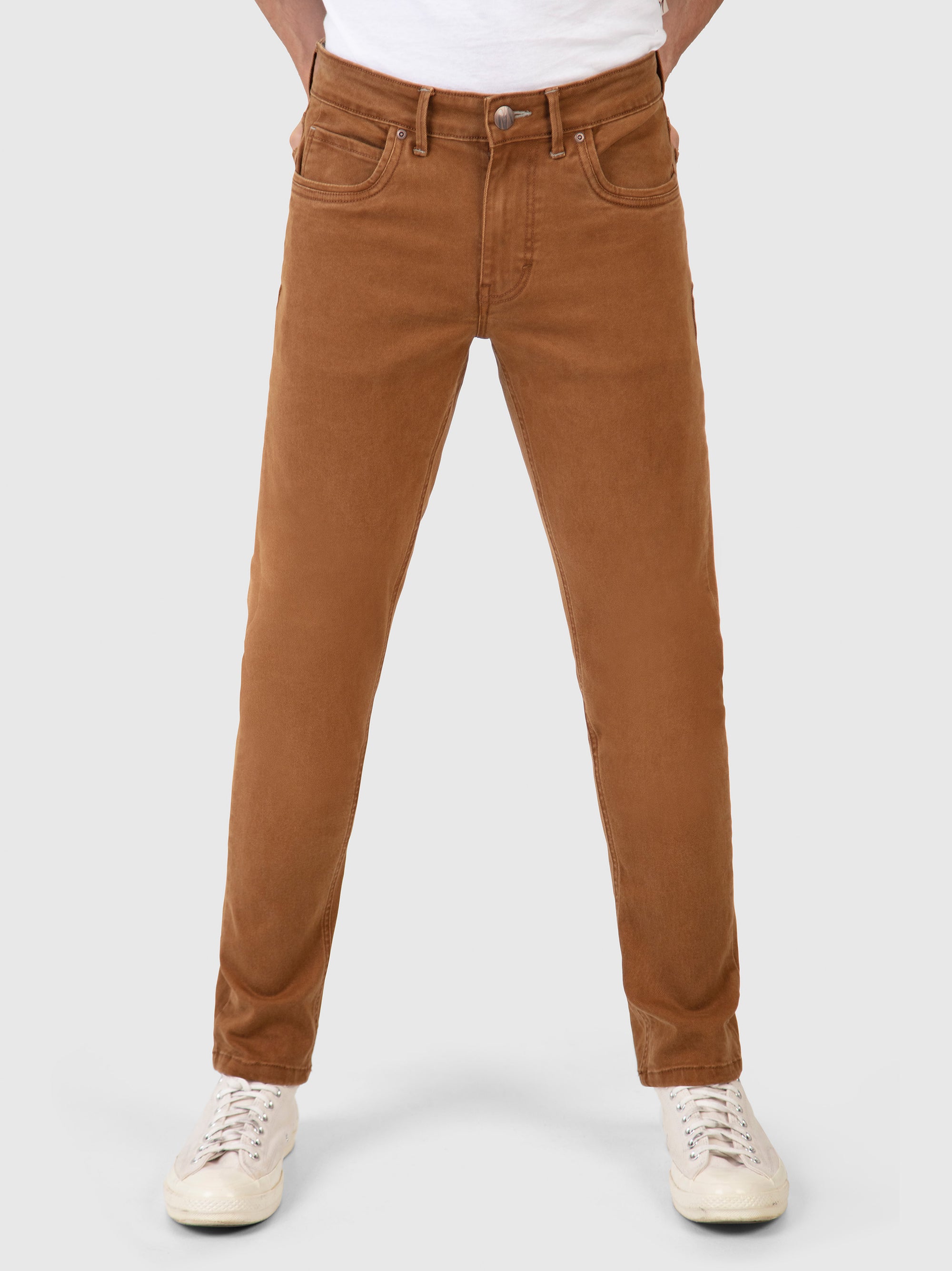 Slim Fit Mid Stretch Hawker Tan Denim Jeans