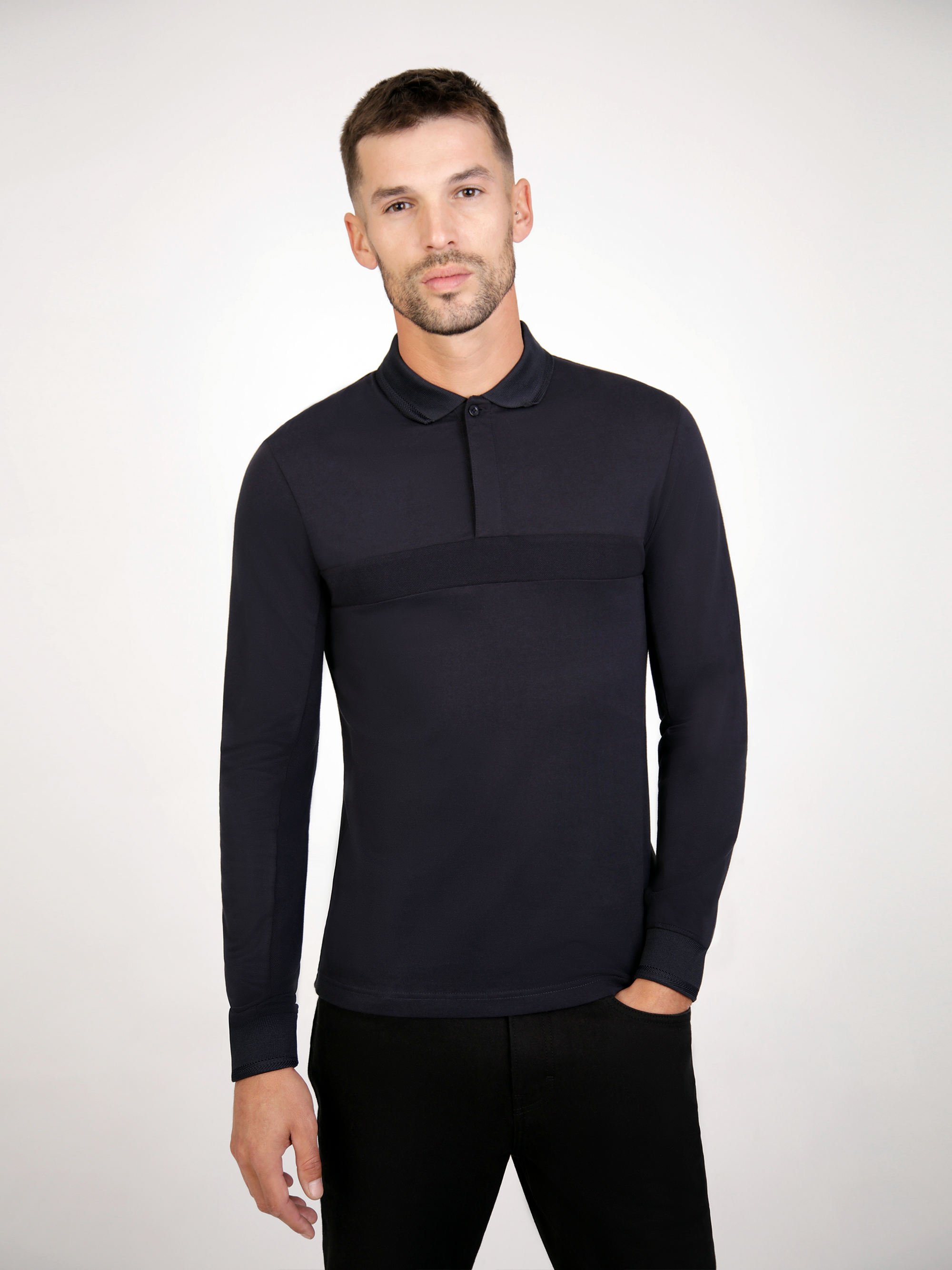 Huron Navy L/S Polo