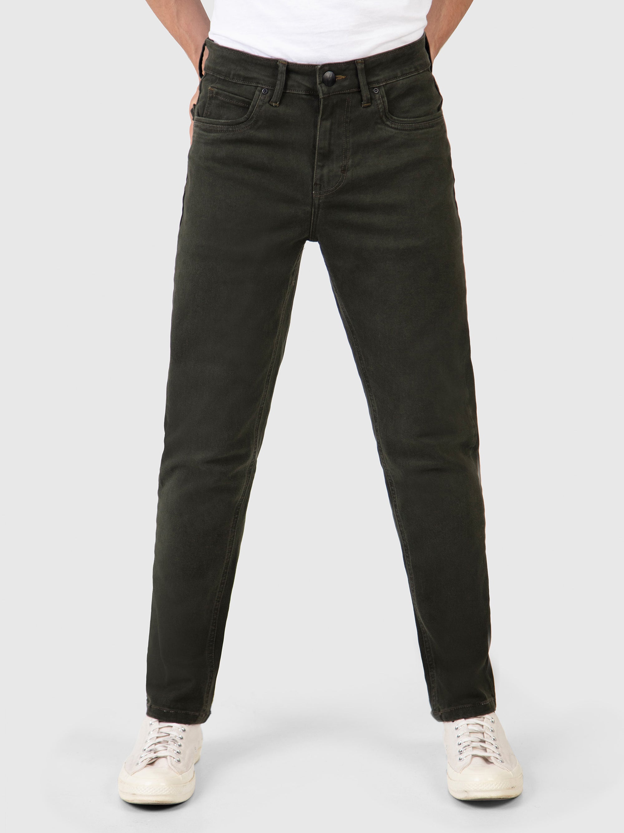 Slim Fit Mid Stretch Hawker Khaki Denim Jeans