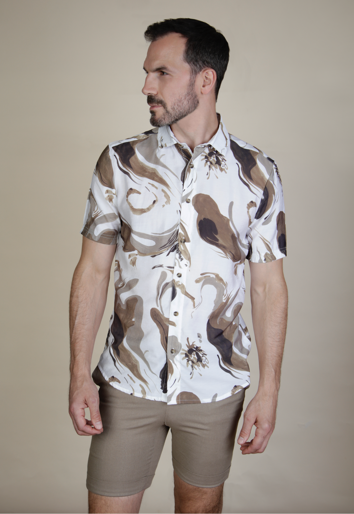 Lattitude White & Mocha S/S Shirt