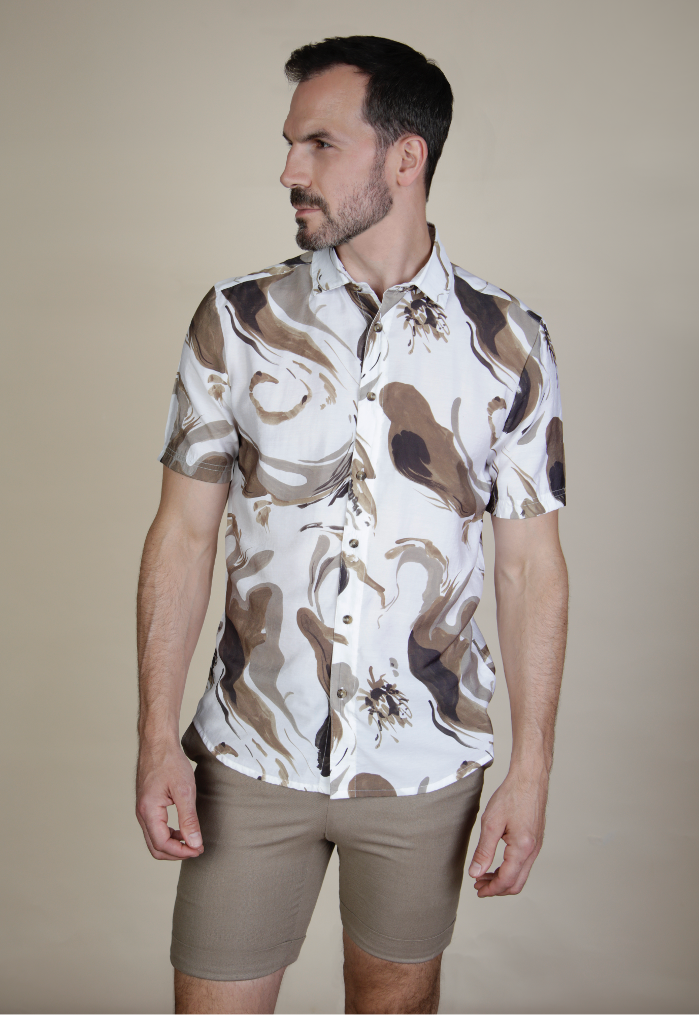 Lattitude White & Mocha S/S Shirt
