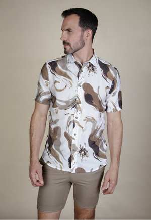 Lattitude White & Mocha S/S Shirt