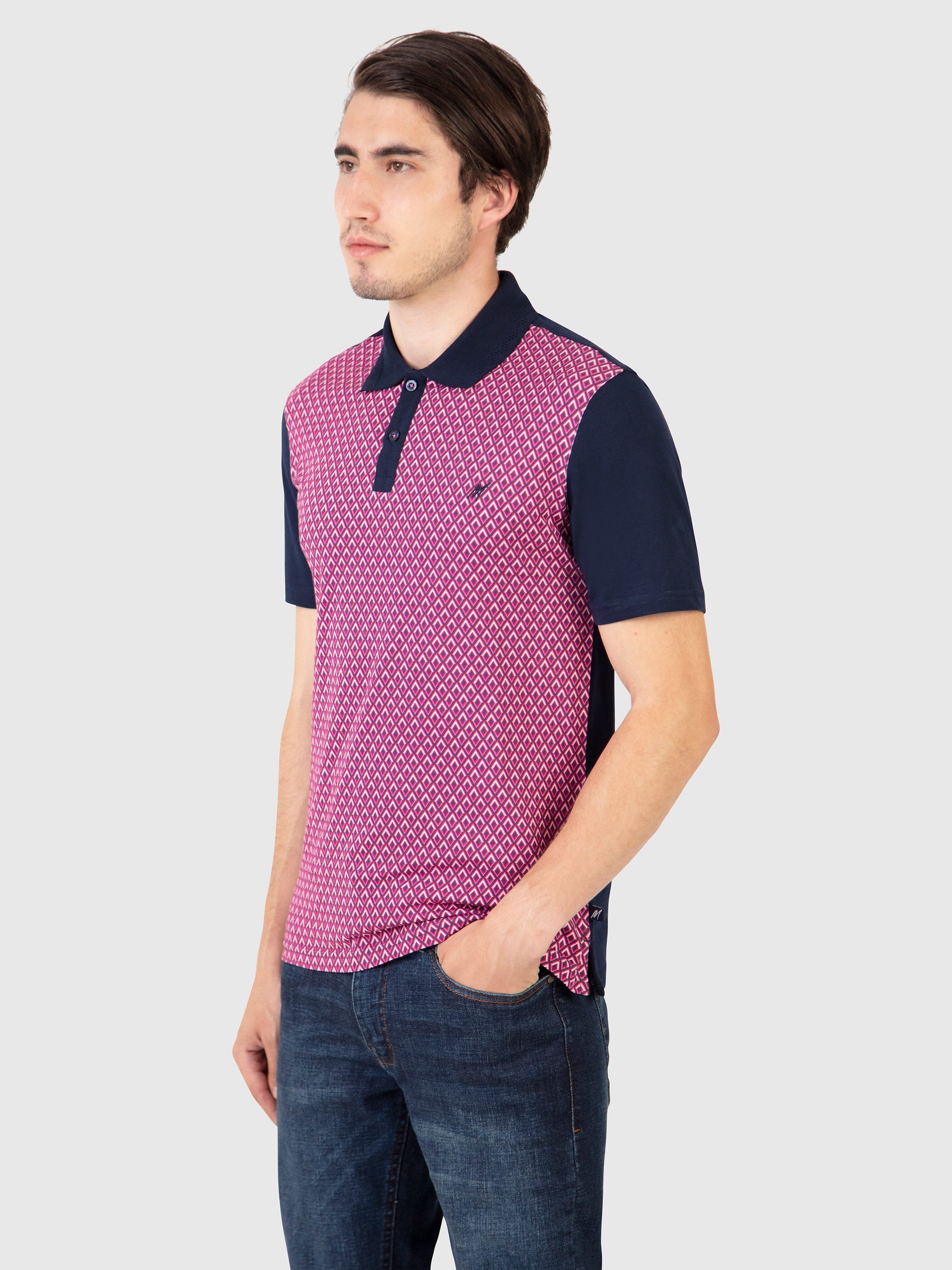 Regular Fit Nash Navy Printed Jersey Polo