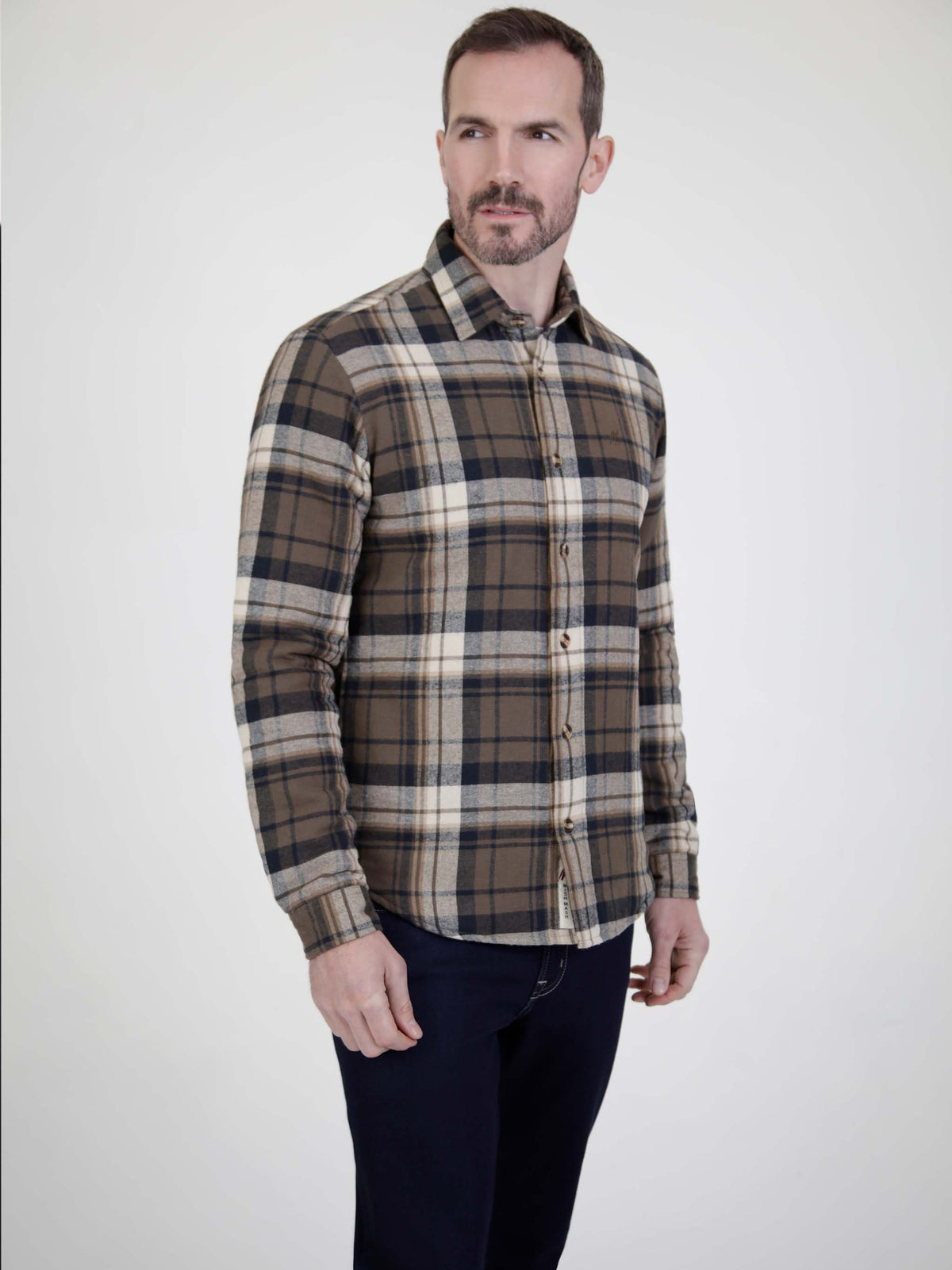 Nettle Mocca & White L/S Shirt
