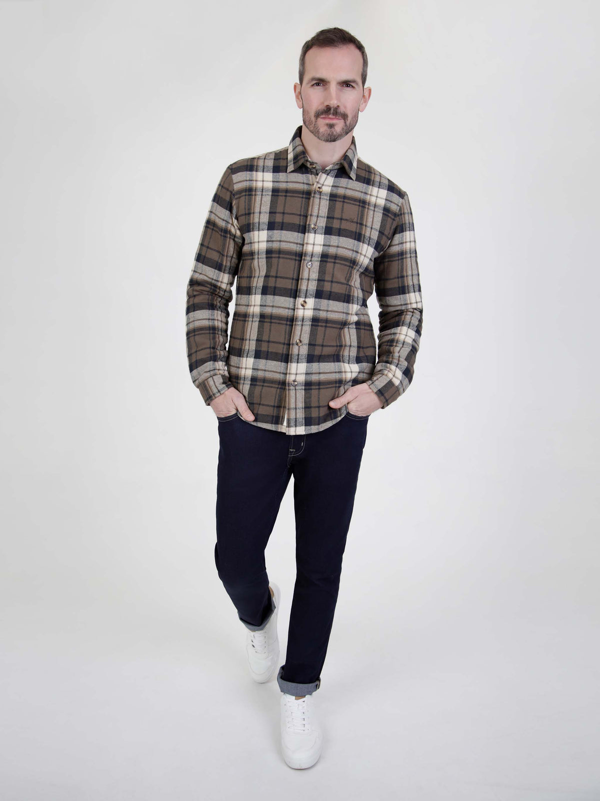 Nettle Mocca & White L/S Shirt