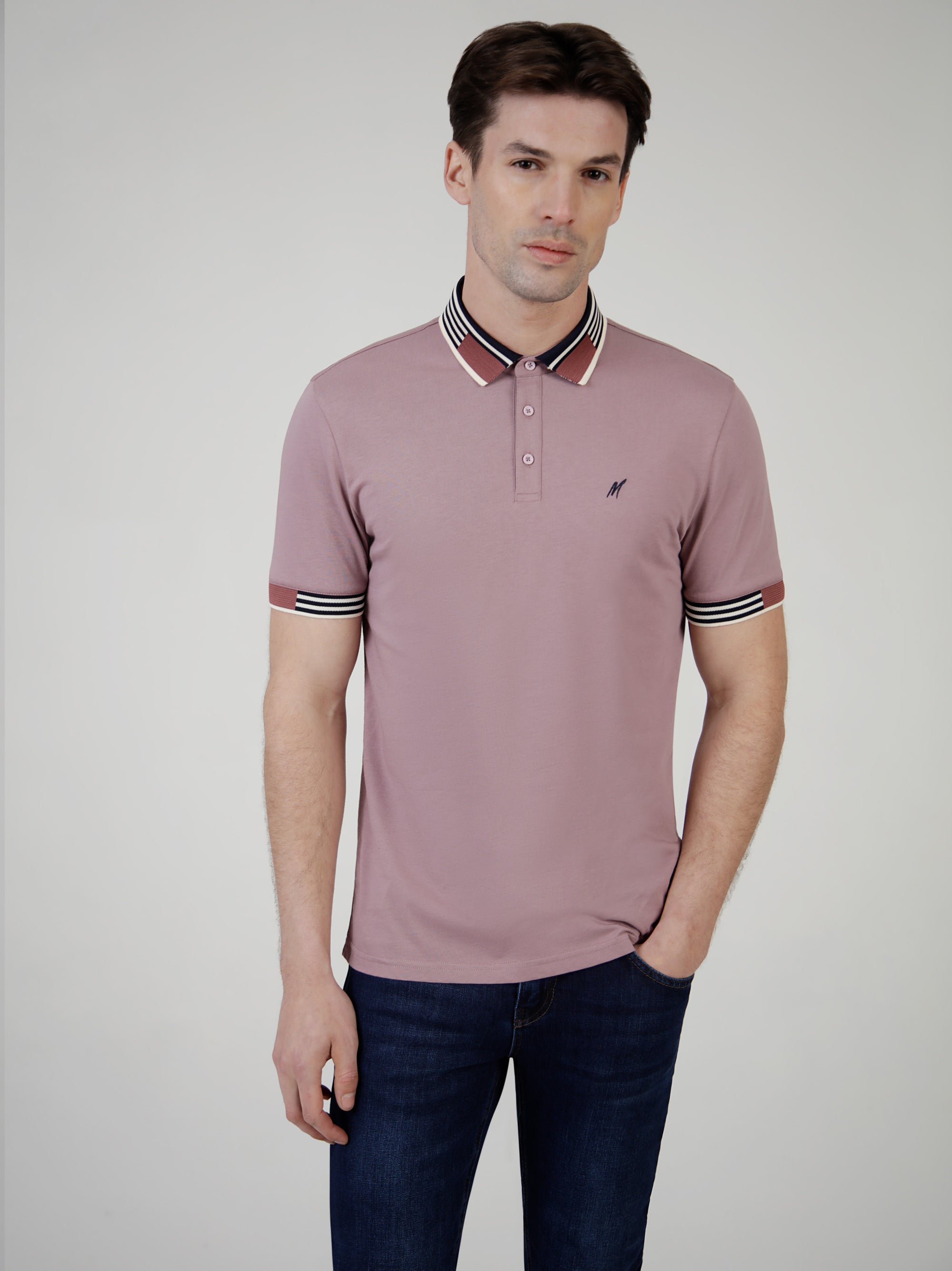 Regular Fit Oslo Dusty Pink Cotton Jersey Polo