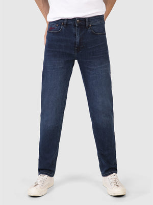 Tapered Fit Mid Stretch Outlander Blue Black Denim Jeans