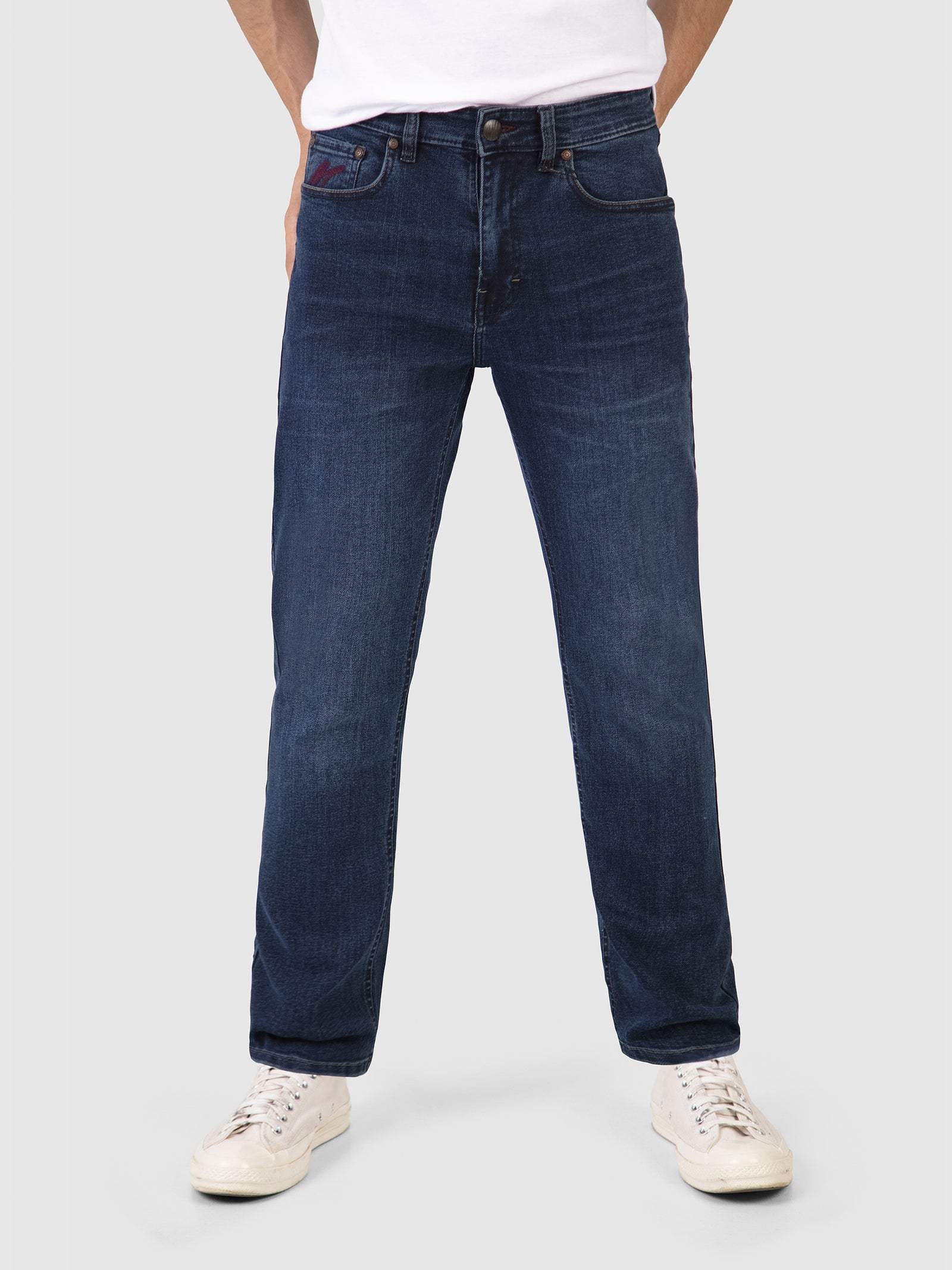 Straight Fit Mid Stretch Outlander Blue Black Denim Jeans