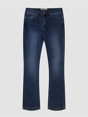 Bootcut Fit Mid Stretch Outlander Blue Black Denim Jeans