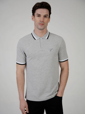 Regular Fit Raptor Grey Marl Pique Polo