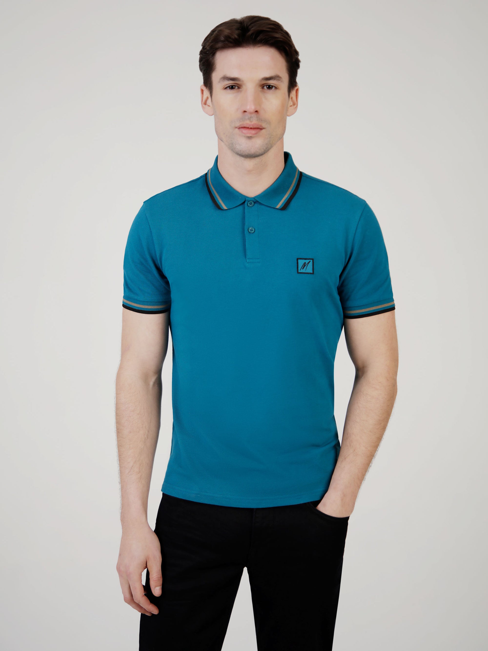 Regular Fit Raptor Teal Classic Pique Polo