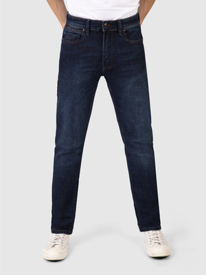 Straight Fit Mid Stretch Santana Dark Denim Jeans