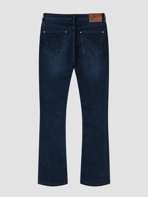 Bootcut Fit Mid Stretch Santana Blue Black Denim Jeans