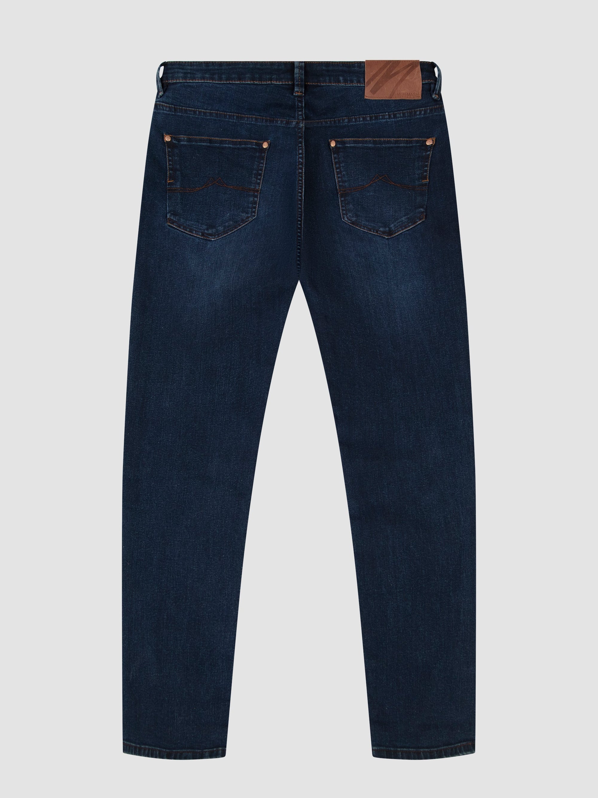 Tapered Fit Mid Stretch Santana Blue Black Denim Jeans