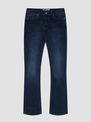 Bootcut Fit Mid Stretch Santana Blue Black Denim Jeans