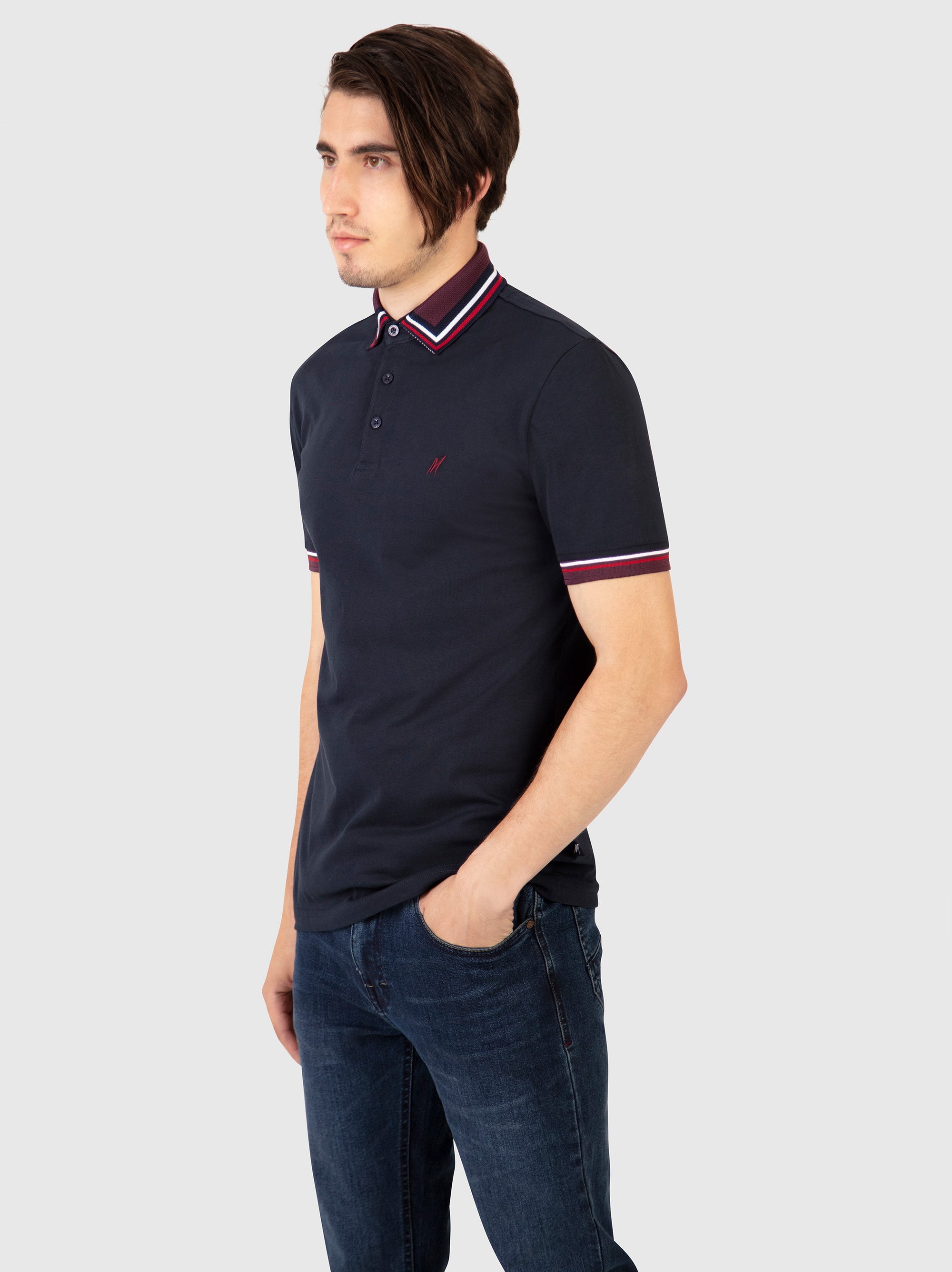Regular Fit Stratos Navy Jersey Polo