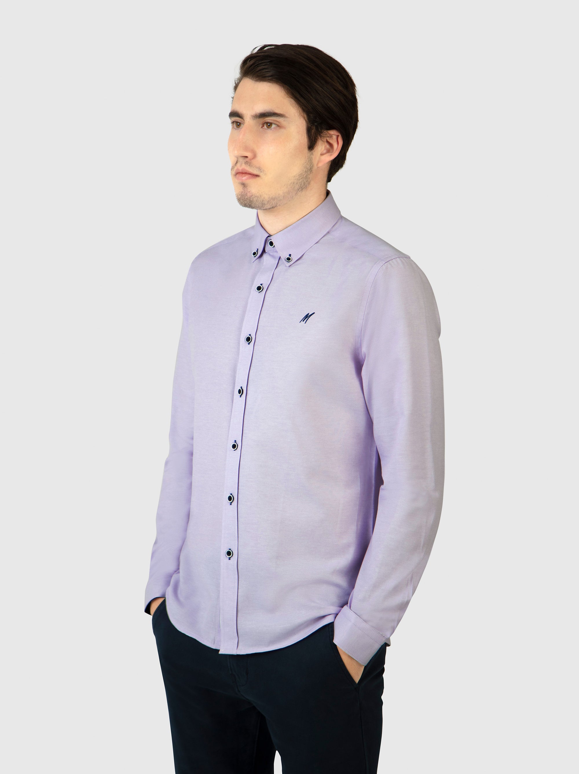 Regular Fit Summit Pale Lilac Oxford Long Sleeve Shirt