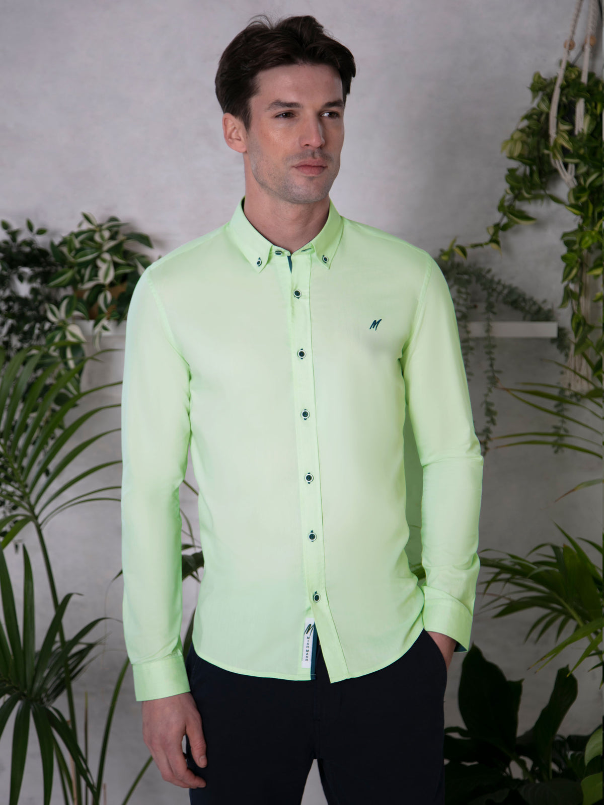 Regular Fit Summit Lime Oxford Long Sleeve Shirt