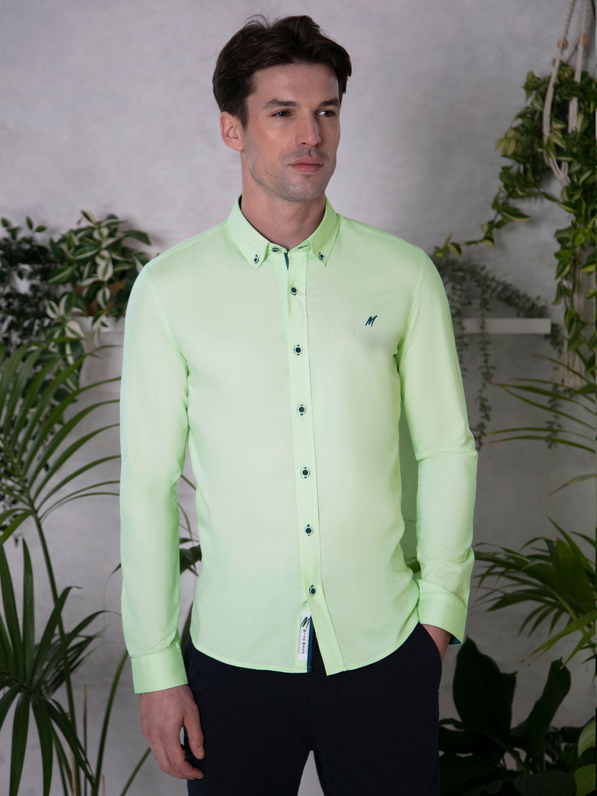 Regular Fit Summit Lime Oxford Long Sleeve Shirt
