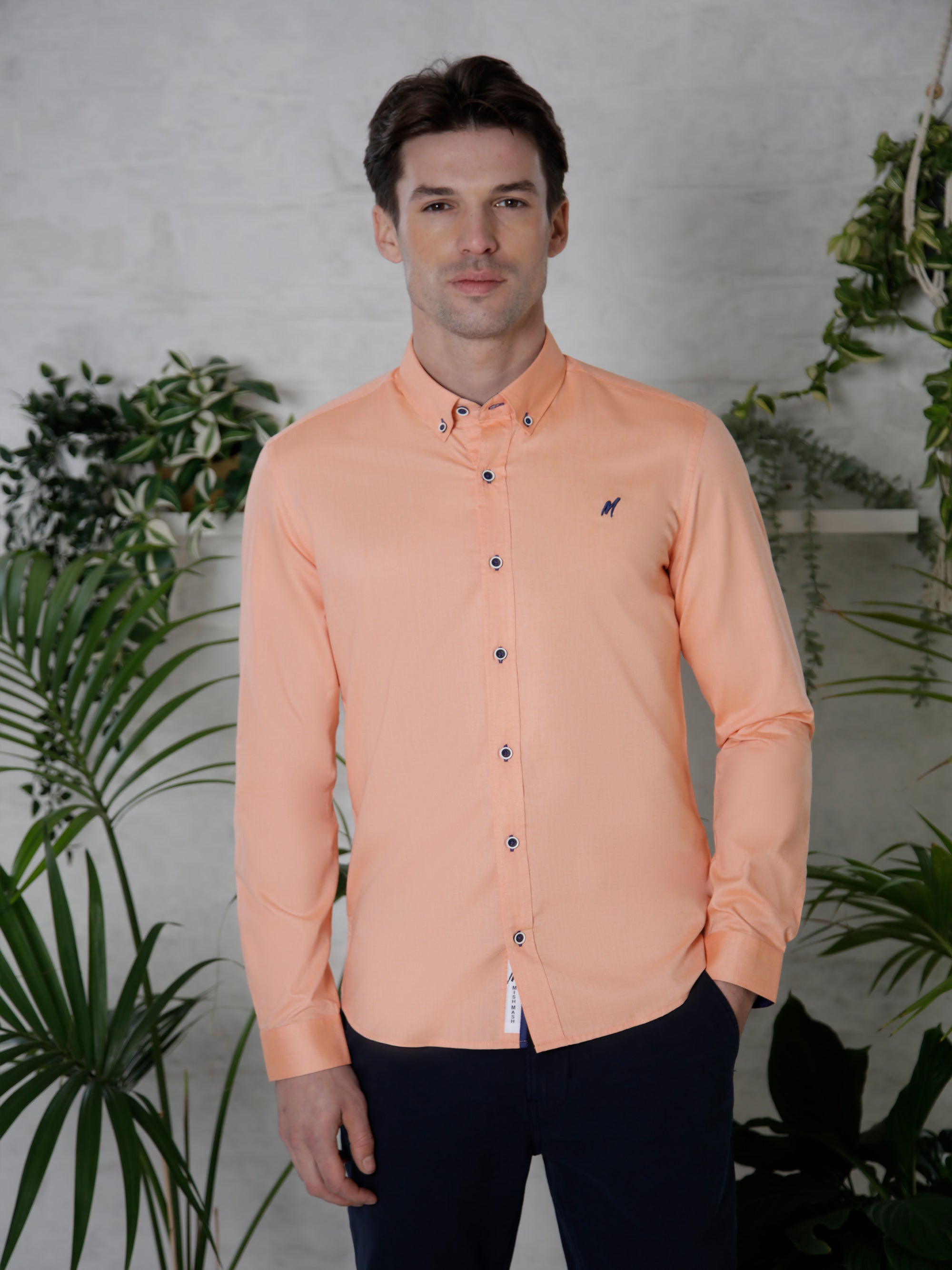 Regular Fit Summit Pale Orange Oxford Long Sleeve Shirt