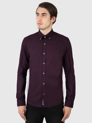 Regular Fit Summit Plum Oxford Long Sleeve Shirt