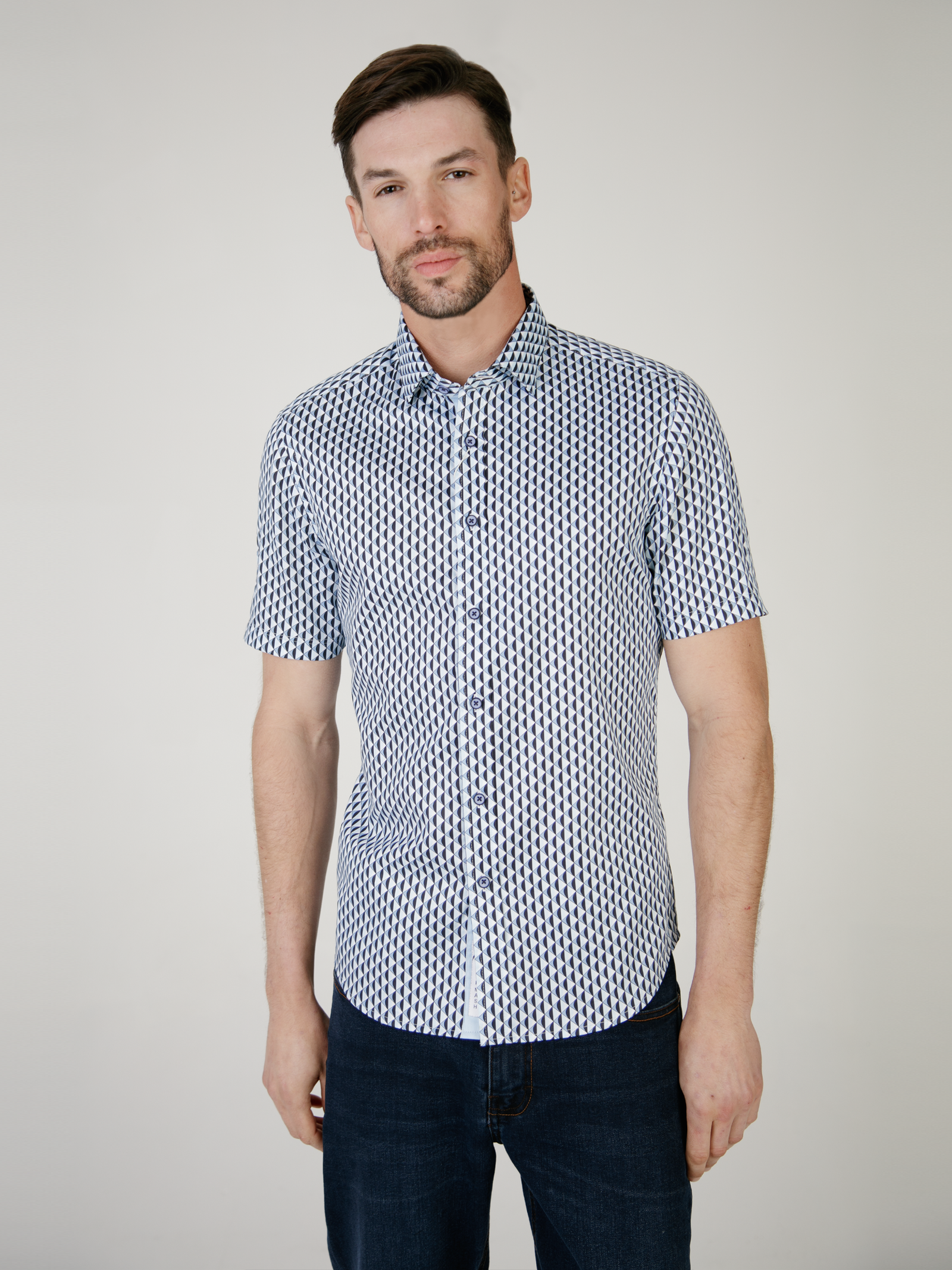 Trento White & Sky Blue S/S Shirt