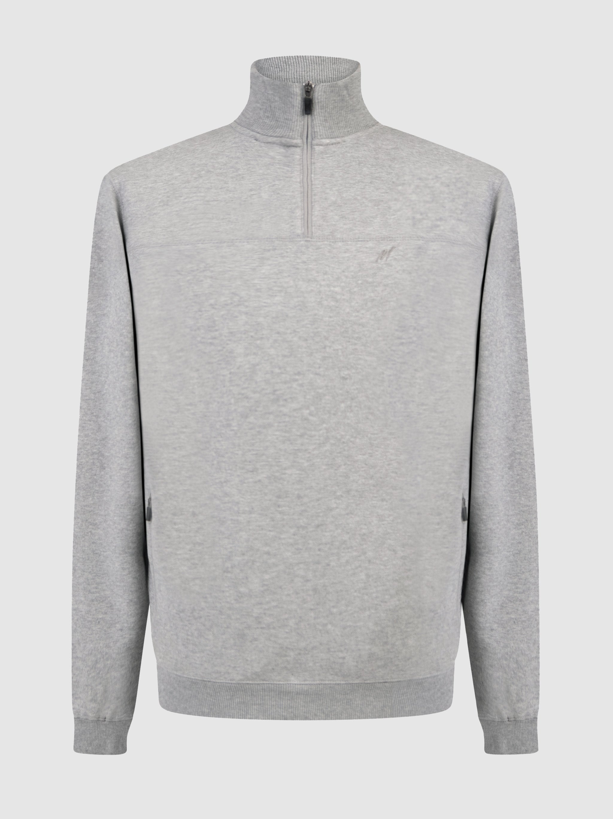 Regular Fit Triumph Grey Quarter Zip Sweater