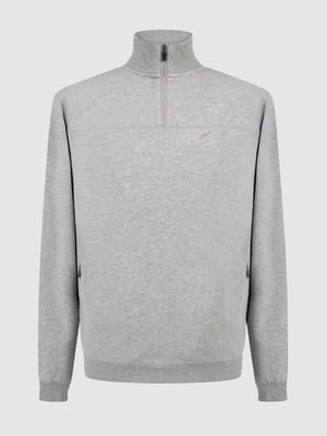 Regular Fit Triumph Grey Quarter Zip Sweater