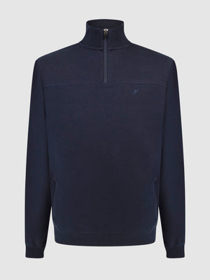 Regular Fit Triumph Navy Quarter Zip Sweater