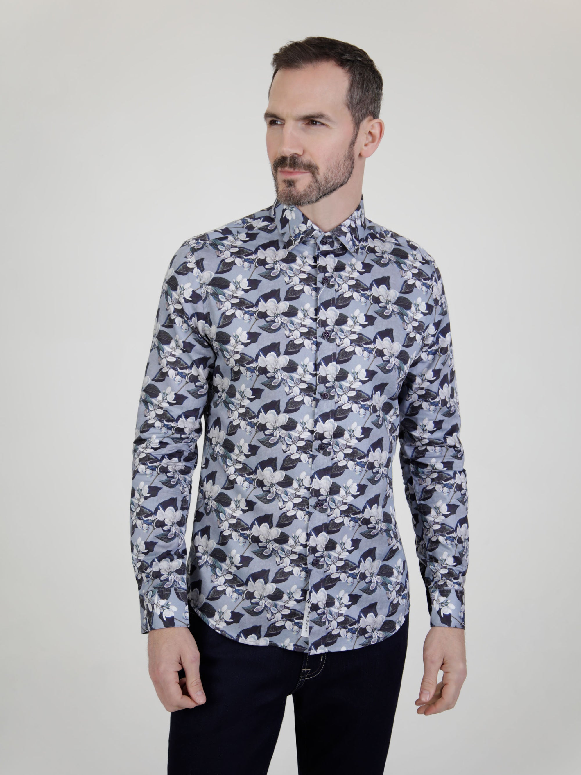 mens uk long sleeve floral shirt