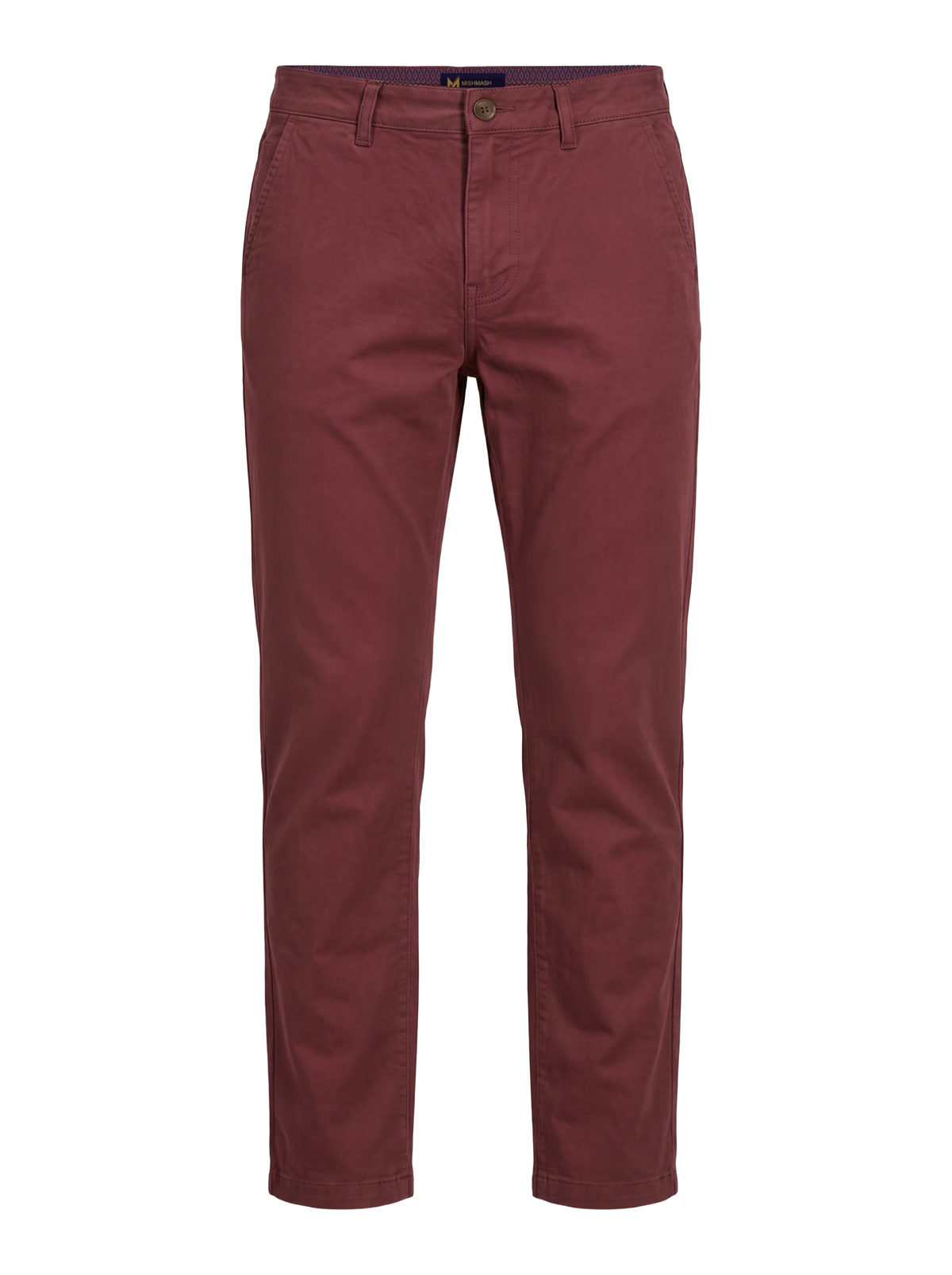 Tapered Fit Mid Stretch Casual Cotton Bromley Burgundy Chino Trouser
