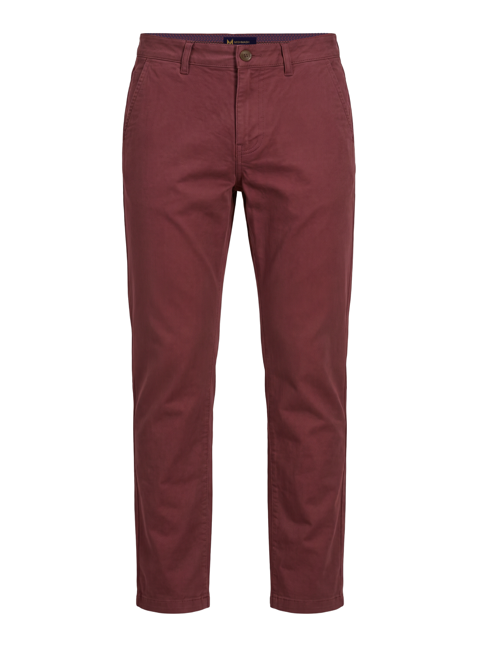 Tapered Fit Mid Stretch Casual Cotton Bromley Burgundy Chino Trouser