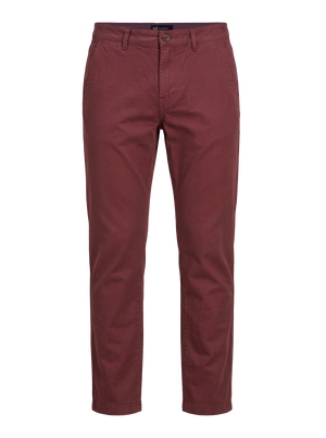 Tapered Fit Mid Stretch Casual Cotton Bromley Burgundy Chino Trouser