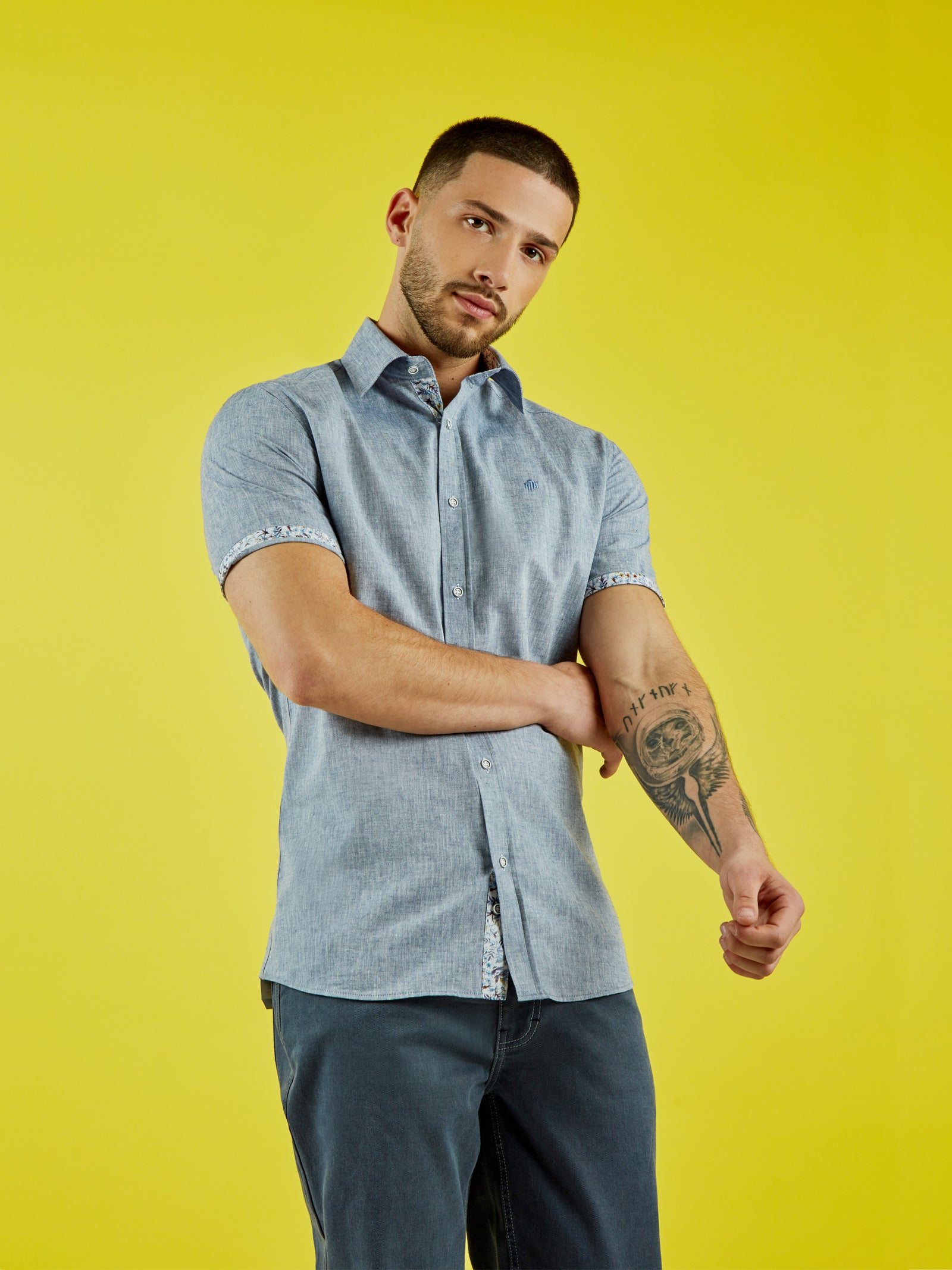 Regular Fit Roller Navy Casual Short Sleeve Shirt