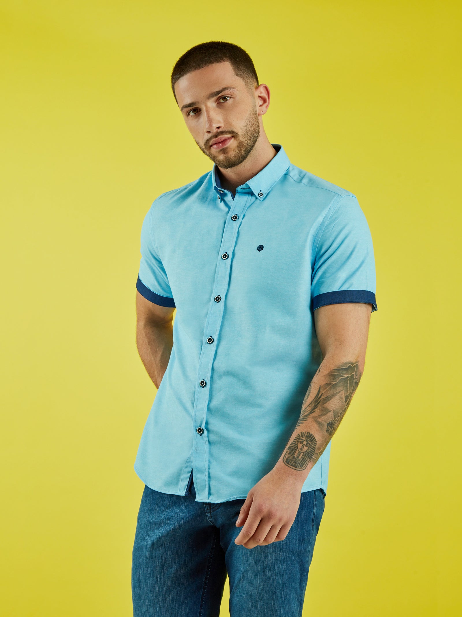Regular Fit Summit Turquoise Oxford Short Sleeve Shirt
