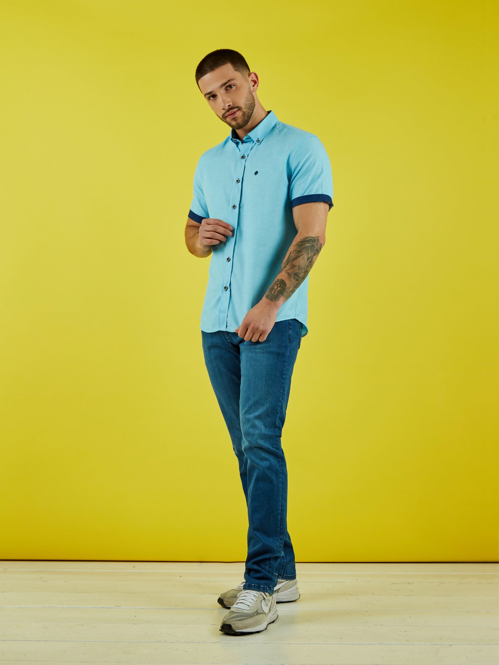 Regular Fit Summit Turquoise Oxford Short Sleeve Shirt