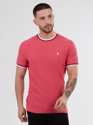 Regular Fit Textured Cotton Jersey Stockholm Pale Red T-Shirt