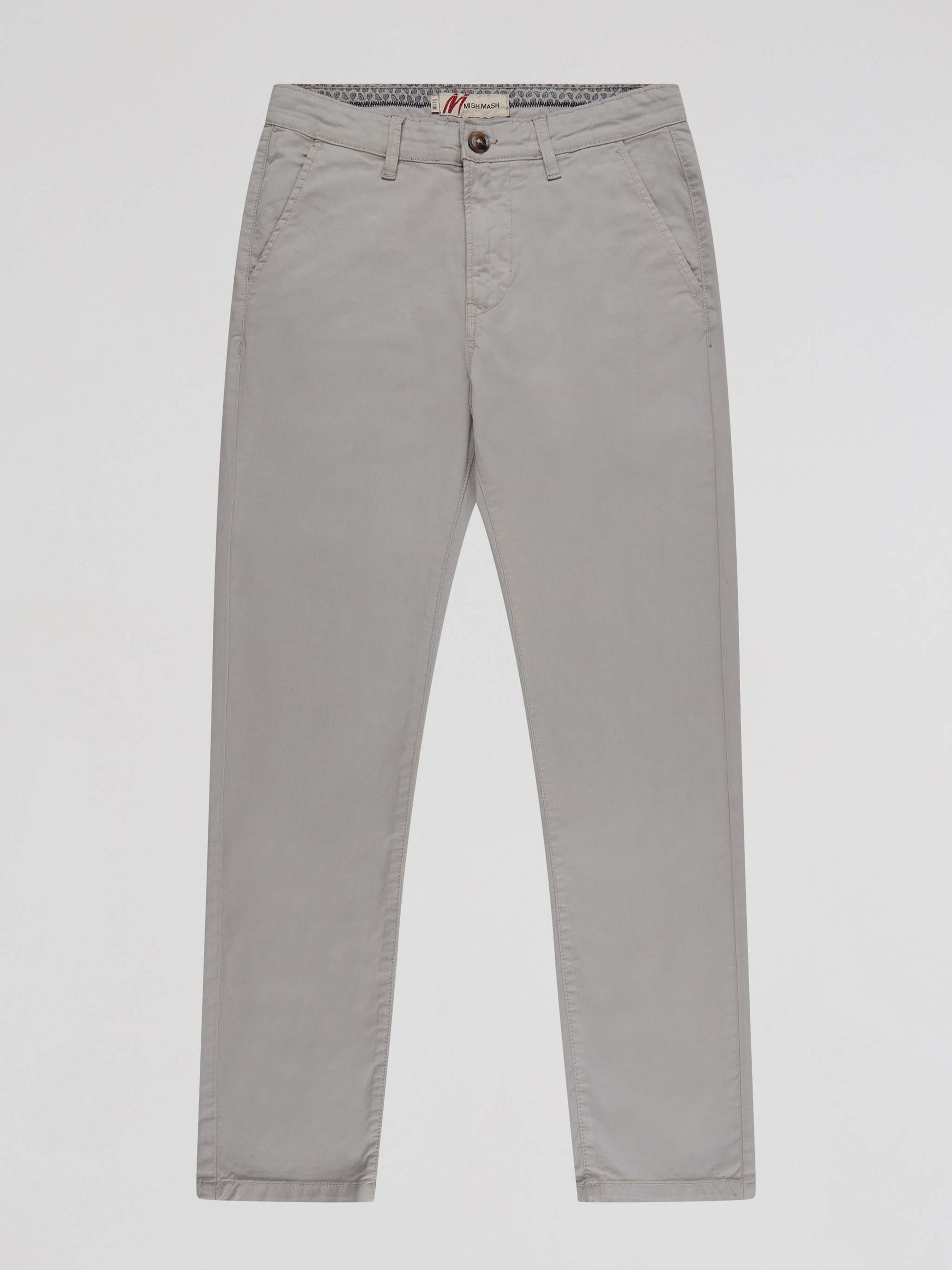 Slim Fit Mid Stretch Casual Cotton Bromley Lt Grey Chino Trouser