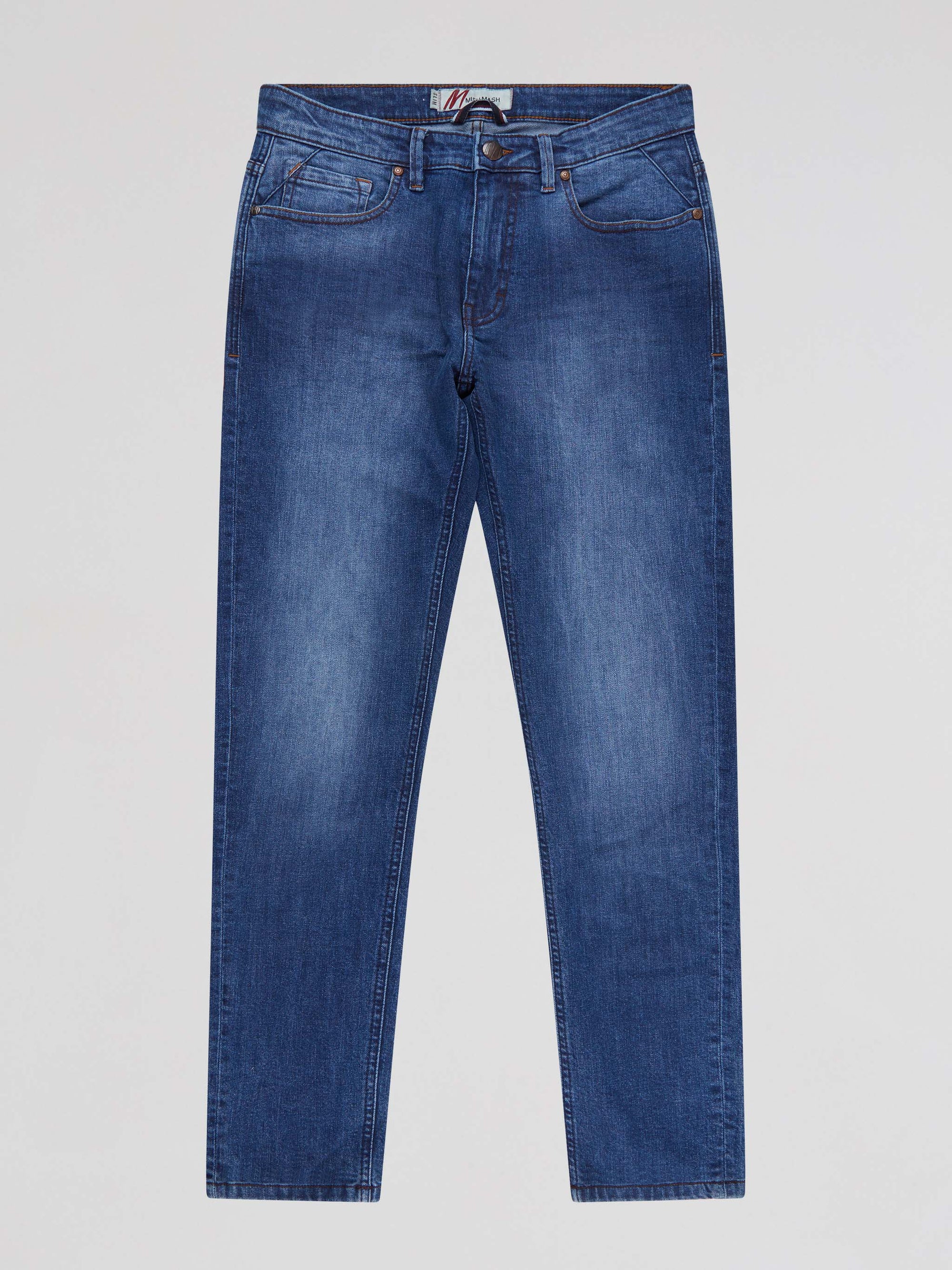 Tapered Fit Mid Stretch Lanzo Mid Denim Jeans