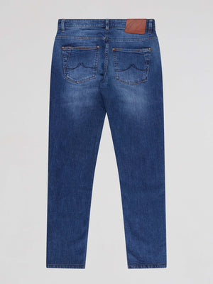 Tapered Fit Mid Stretch Lanzo Mid Denim Jeans