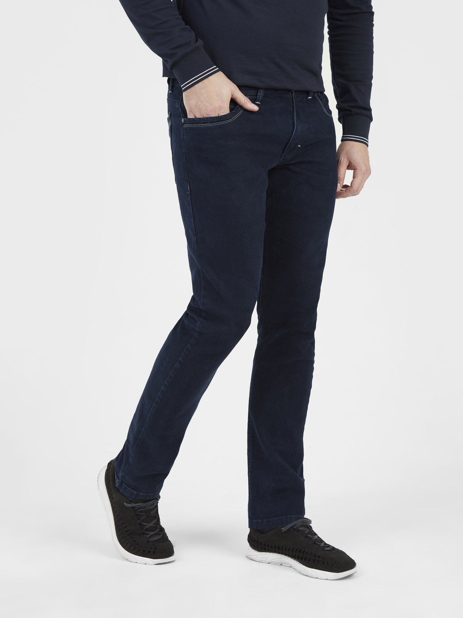 Stretch mens brushed dark blue slim fit denim jean mish mash