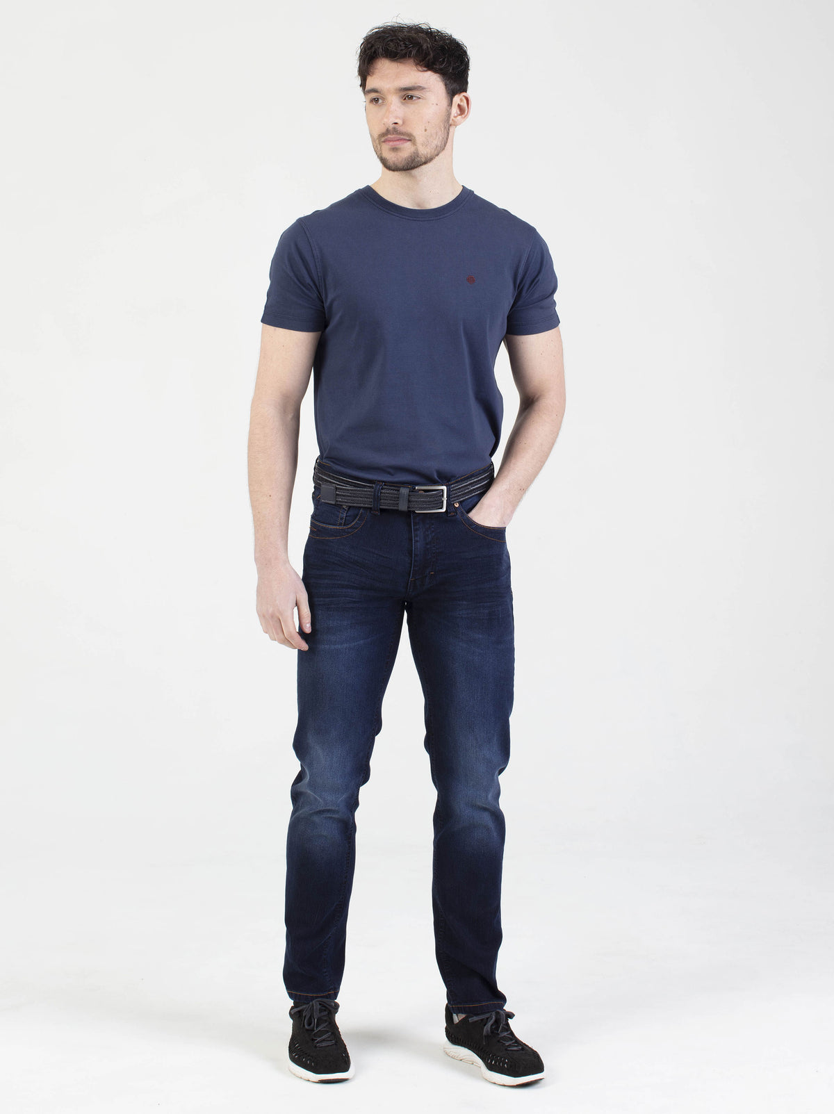 Stretch mens classic blue black dark wash slim fit denim jean mish mash