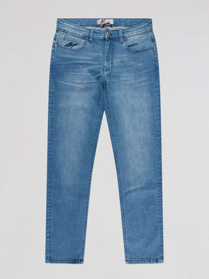 Tapered Fit Mid Stretch Humvee Light Denim Jeans