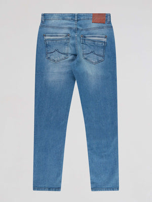 Tapered Fit Mid Stretch Humvee Light Denim Jeans