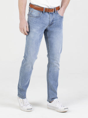 Stretch mens light wash tapered fit denim jean mish mash