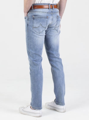Stretch mens light wash tapered fit denim jean mish mash