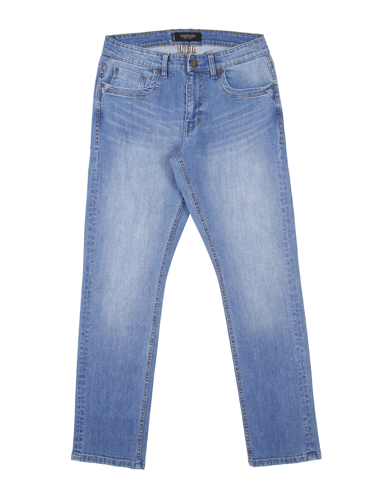 Stretch mens light wash tapered fit denim jean mish mash